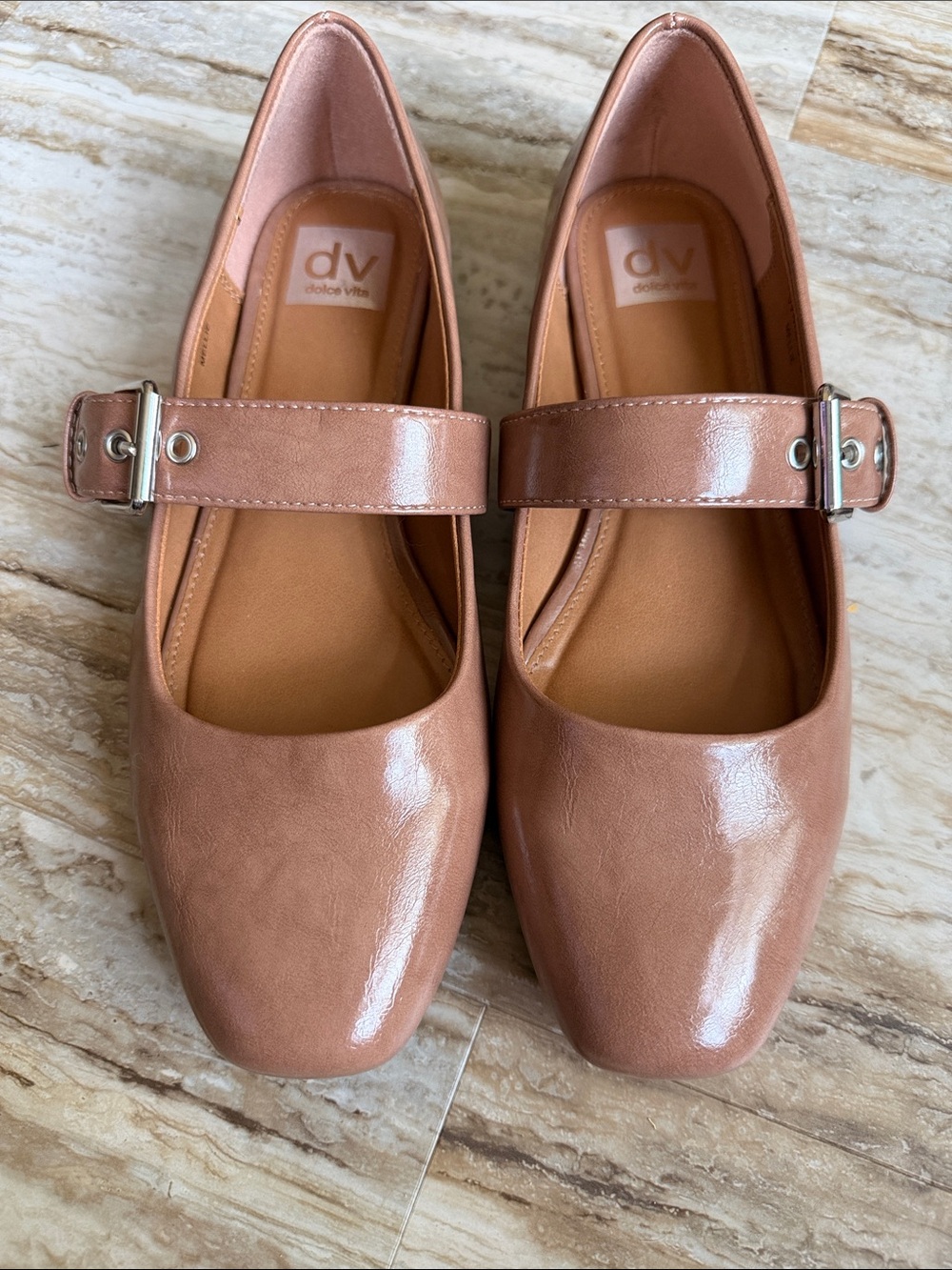 Dolce Vita Patent Mary Jane Flats in Rose Tan